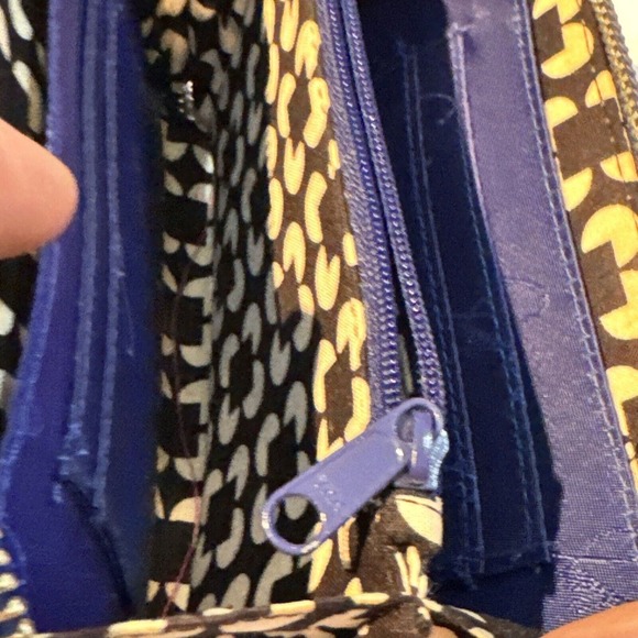 Vera Bradley Wristlet Wallet Zipper Royal Blue Leather - Picture 4 of 6